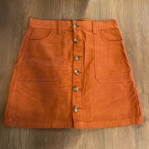 Kensie A-Line Corduroy Skirt - Rust Orange